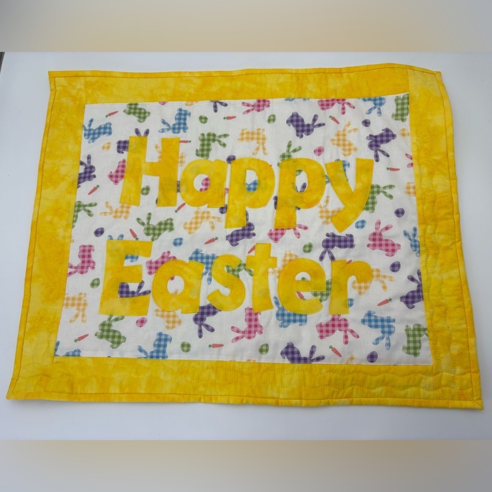 Handmade Colorful “Happy Easter” Quilted Rectangular Banner - Picture 2 of 8